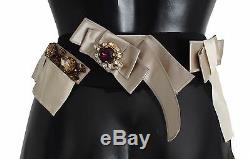 NWT $2800 DOLCE & GABBANA Belt Beige Black Waist Crystal Hand Made IT42/ US8 / M