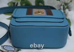 NWT COACH RAMBLER 16 VASITY STRIPE Shoulder Messenger Bag In PACIFIC BLUE MULTI