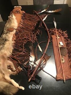 Native American HANDMADE Antiqued Navajo Bow 44, Quiver 24 & Rifle Case 57