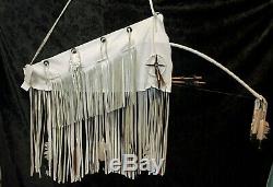 Native American Navajo Handmade Buck skin Bow Arrows Case Set White 44 Inches L