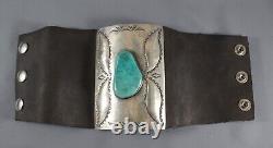 Navajo Silver and Large Turquoise Bow Guard