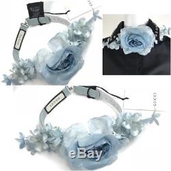 New 100% Authentic GUCCI Handmade Floral Neck Bow in Sky Blue. Made in Italy