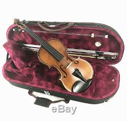New 4/4 Hand-Made Antique Flamed Back Violin+Bow+Rosin+Case+String #AQE02