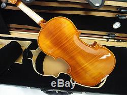 New 4/4 Hand-Made One Piece Flamed Back Violin+Bow+Rosin+Square Case+String #A04