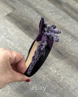 New Handmade Designer Fascinator Headband Purple Ribbon Bow Floral Lavender