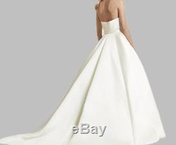 New White/Ivory A Line Satin Wedding Dress Sweetheart Strapless Detachable Bow
