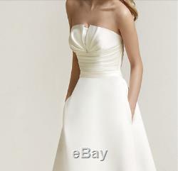New White/Ivory A Line Satin Wedding Dress Sweetheart Strapless Detachable Bow