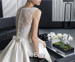 New White/Ivory Mermaid Wedding Dress Lace Bodice & Back Detachable Train & Bow