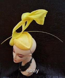 New hand made women's Cocktail Hat by Alexander & Hallatt in Yellow Silk Abaca