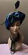 New hand made women's Felt hat by Alexander & Hallatt in Navy, 100% wool & Silk