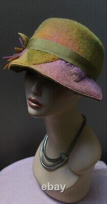 New hand made women's wool Felt hat by Alexander & Hallatt in Multi-colour Ombre