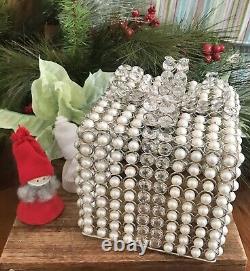Nicole Miller Faux Pearl Silver Caged GIFT BOX BOW Handmade In India 9 x 10 M