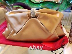 Nwt $1400+ Valentino Evening Bag Bronze Satin Crystal Clutch Chain Shoulder Bag