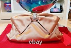 Nwt $1400+ Valentino Evening Bag Bronze Satin Crystal Clutch Chain Shoulder Bag