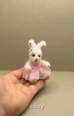 OOAK Bunny Rabbit Miniature Artist Crochet Handmade Toy Doll House Collectible