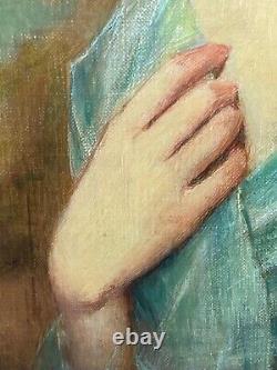 Oil Painting Portrait Anne Bowes-Lyon By Harry Clifford Pilsbury 1870-1925