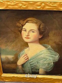 Oil Painting Portrait Anne Bowes-Lyon By Harry Clifford Pilsbury 1870-1925