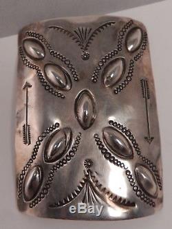 Old Pawn Navajo Silver Handmade Ketoh Bow Guard, Stamped Pop-outs, Arrows, Arizona