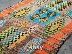 Orange 5×8 Large Vintage Handmade Wool Boujaad Area Rug Moroccan Living Room