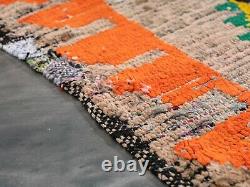 Orange 5×8 Large Vintage Handmade Wool Boujaad Area Rug Moroccan Living Room