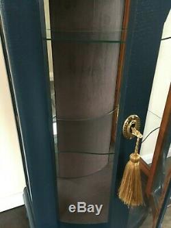 Painted Blue Vintage Bow Fronted Gin Cabinet / Display Cabinet Farrow and Ball