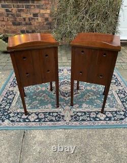 Pair Regency Style Mahogany Bow Front Bedside Cabinets, Nightstands, Lamp Tables