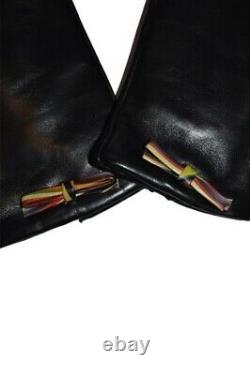 Paul Smith Mainline Black Leather Swirl Bow Gloves Womens M Brand New