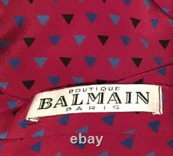 Pierre Balmain Paris Boutique Dress Red Wine Pleated Silk Buttons Size 18 Vtg