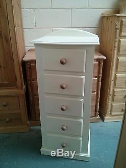 Pine Warehouse Classique Bow Front Tallboy Narrow Chest Cream With Old Antique
