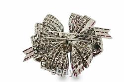 Pink Baguette Bow Style 925 Sterling Silver Brooch Pin Handmade Fine Jewelry New