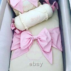 Pink Bow Princess Baby Girl COT bedding Set