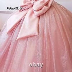 Pink Quinceanera Dresses Bow Sweet 15 Princess Dress Girl Prom 16 Ball Gown