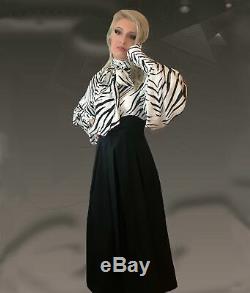 Pissy-Bow Zebra-Print Silk Georgette Balloon Sleeve Shirt