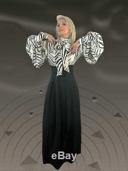 Pissy-Bow Zebra-Print Silk Georgette Balloon Sleeve Shirt
