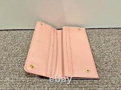 Prada Saffiano Leather Bifold Long Wallet With Bow Pink EUC