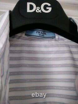 Prada striped bow collar shirt. 100 % Cotton. Made In Italy