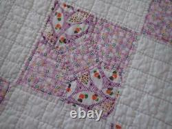 Pretty Purple Packed Floral Feedsack Prints! Lovely Vintage Bow Tie QUILT 79x61