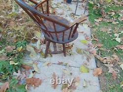 Primitive Windsor Bow Back Bent Wood rotating Antique Chair-all hand made Amish