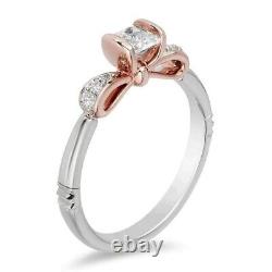 Princess Cut VVS1 Diamond Bow Shape Engagement Ring 14K Two Tone Gold Over