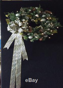 Pristine Pre-Lit Artificial Christmas Wreath 24 Diameter, 5 Foot Cascade Bow