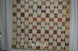 Quilt reversible bow tie 66 x 70 in cotton calico early fabric no batting 1860