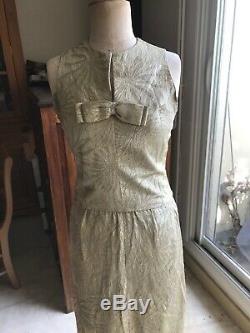 RARE FRENCH VINTAGE 1930's GOLD LAME LONG DRESS