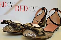 RED VALENTINO Shoes Handmade Bow Italy 37 40 Polka Dot Flats Tulle Look Black