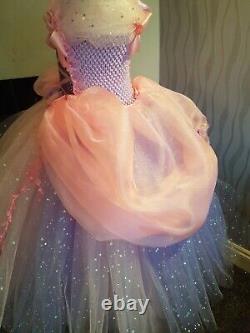 Rapunzel Cosplay handmade luxury satin Organza sparkle tutu dress Girls