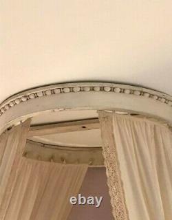 Rare 1800s Bed Canopy French Chateau Lit Crown Princess Bow Curtains Boudoir