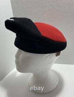 Rare Frank Olive Vintage Excello 100% wool Ladies Hat Black/Red Made in U. S. A
