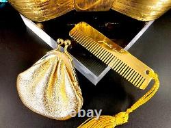Rare Judith Leiber Gold Metal Rhinestone Bow Design Evening Clutch Shoulder Bag