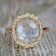 Real 0.41 Ct Diamond Moonstone 14K Yellow Gold Wedding Ring Jewelry Gift For Her