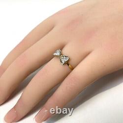 Real Diamond Bow -9ct Solid Gold Ring 1.8 grams Size M1/2