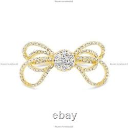 Ribbon Bow Band Wedding Ring 14k Yellow Gold Natural Diamond No Stone Jewelry